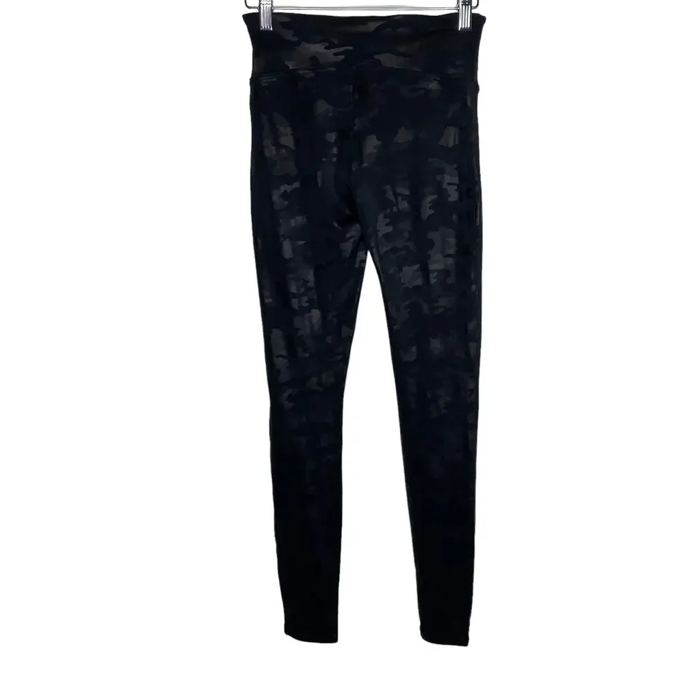 Spanx‎ Womens Size Small Black Faux Leather Camo Leggings Pants Pull On Stretch - Picture 5 of 7